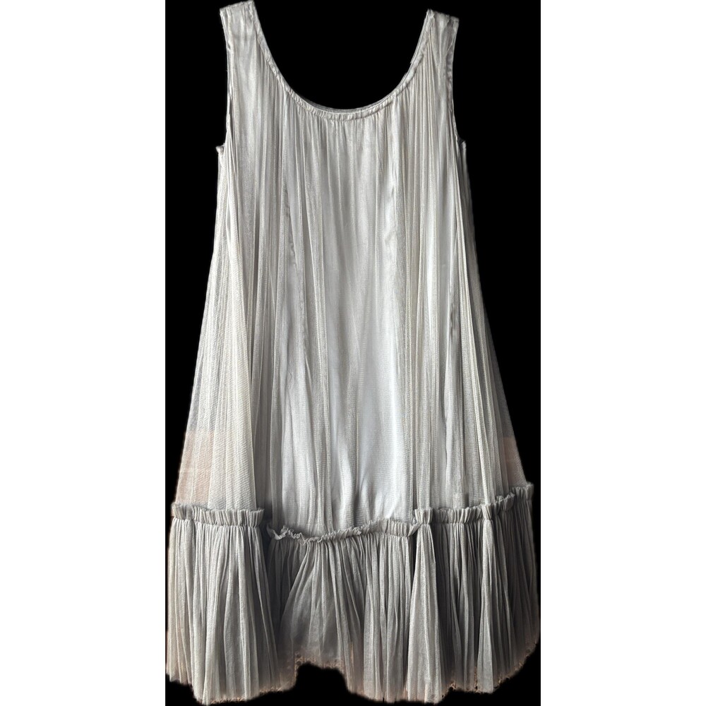 Vintage Lanvin Dress Alber Elbaz Silk Sage Taupe Pleated Ruffle Archival